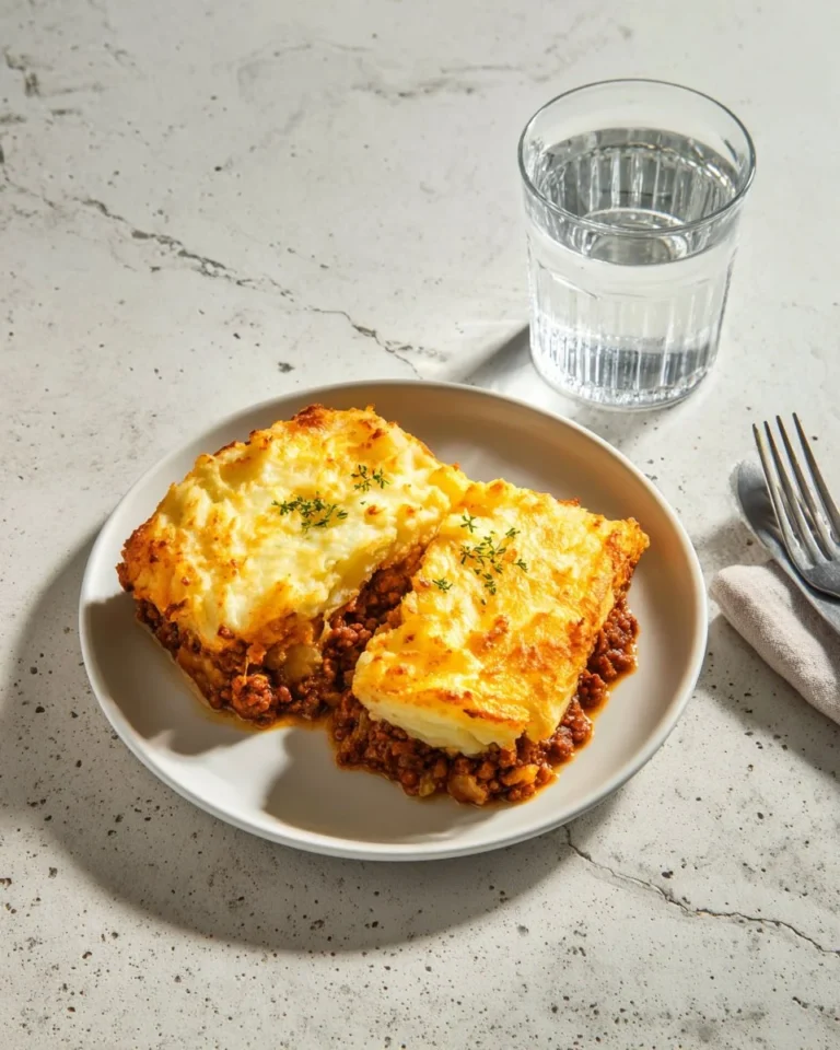 Hachis Parmentier de boeuf avec purée de chou-fleur, plat savoureux et réconfortant.