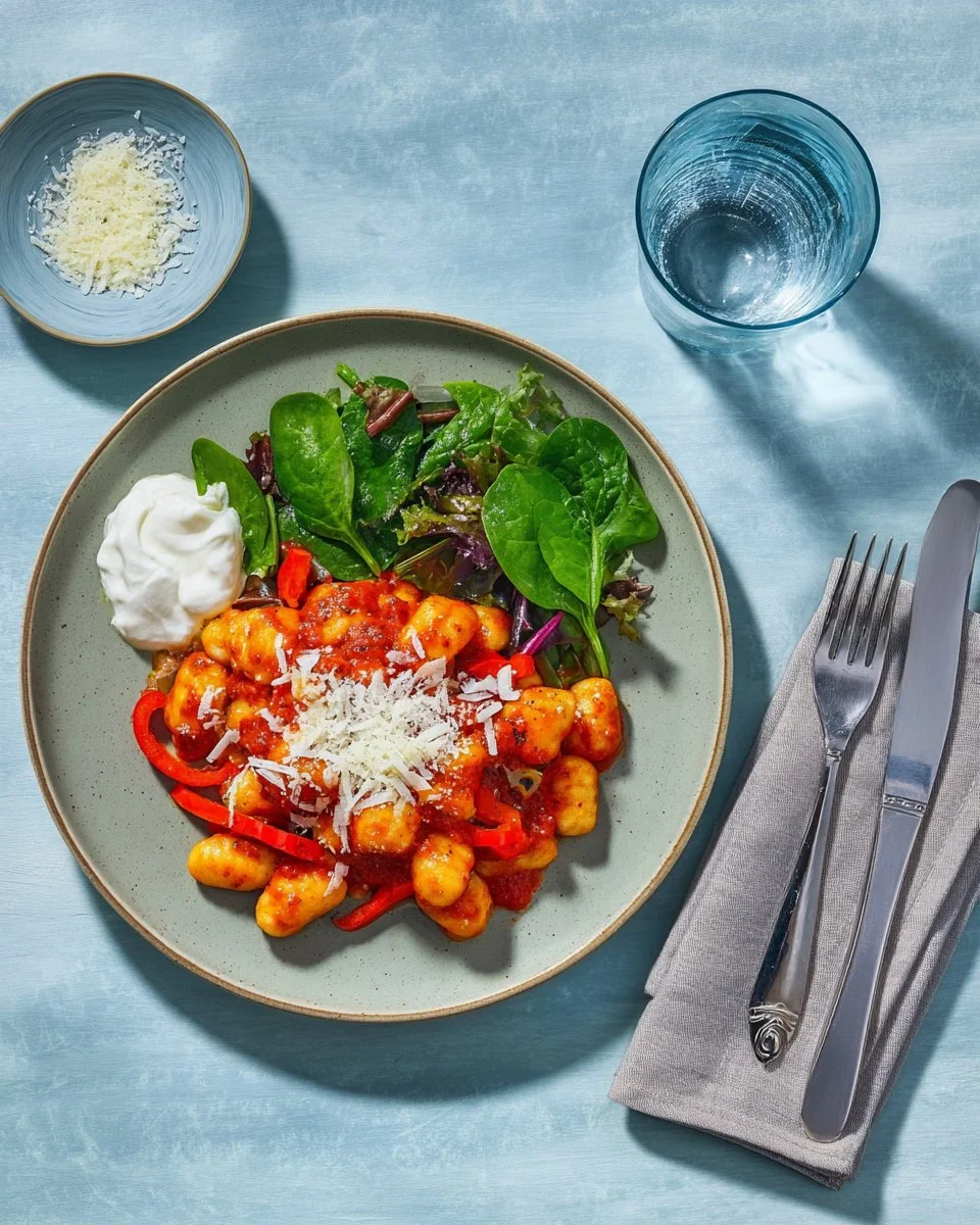 Hot gnocchi with chorizo and Mexican spices served in a bowl