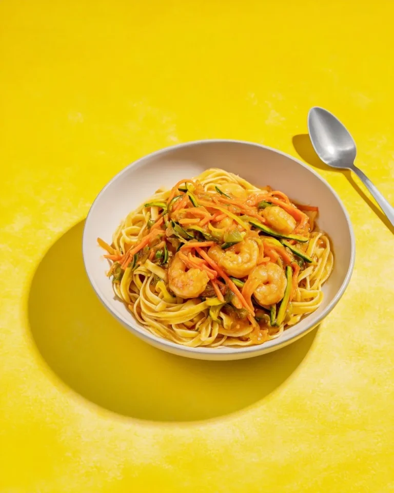 Nouilles de riz avec dinde et légumes sautés dans une sauce miel-gingembre et citronnelle