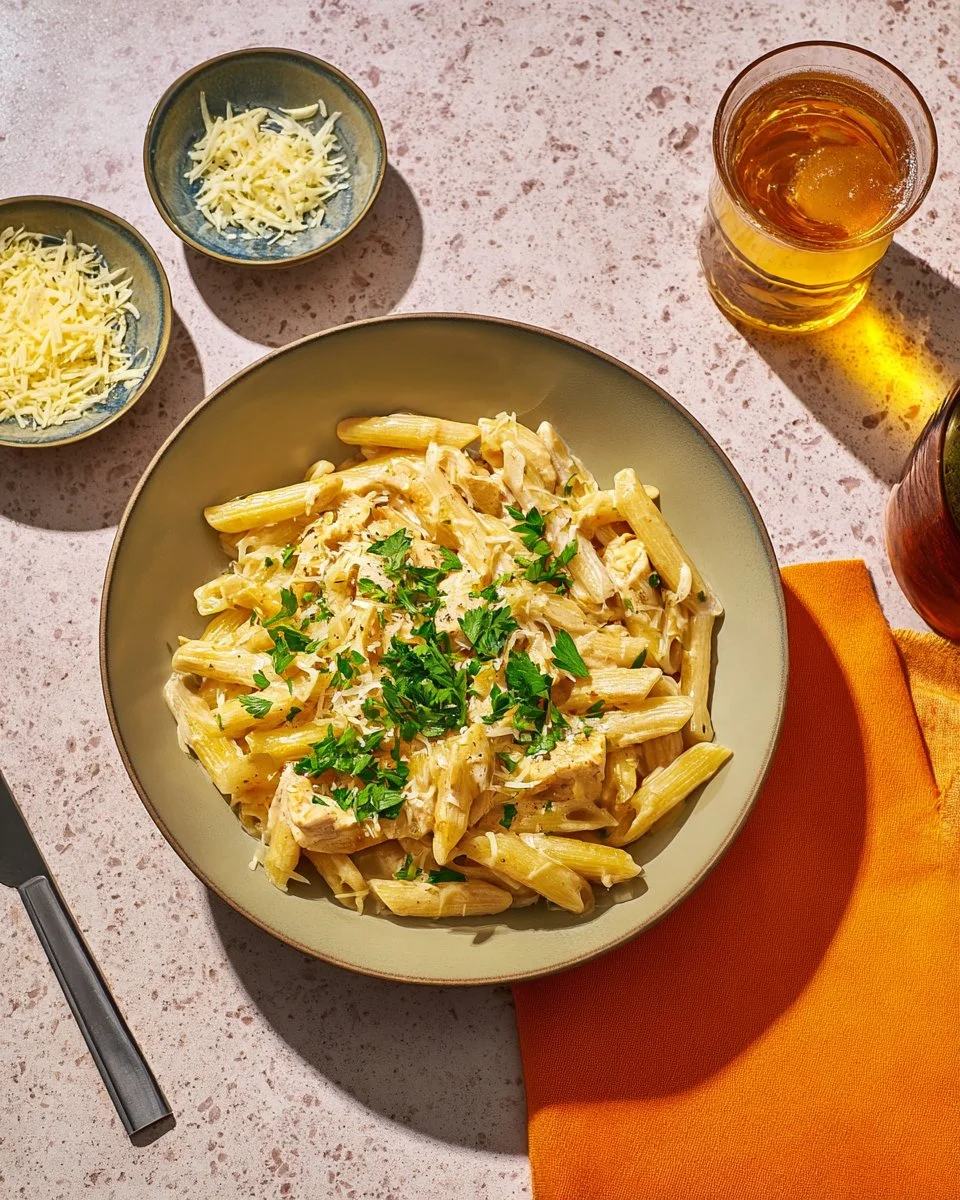 One Pot Chicken and Gouda Whole Wheat Fusilli