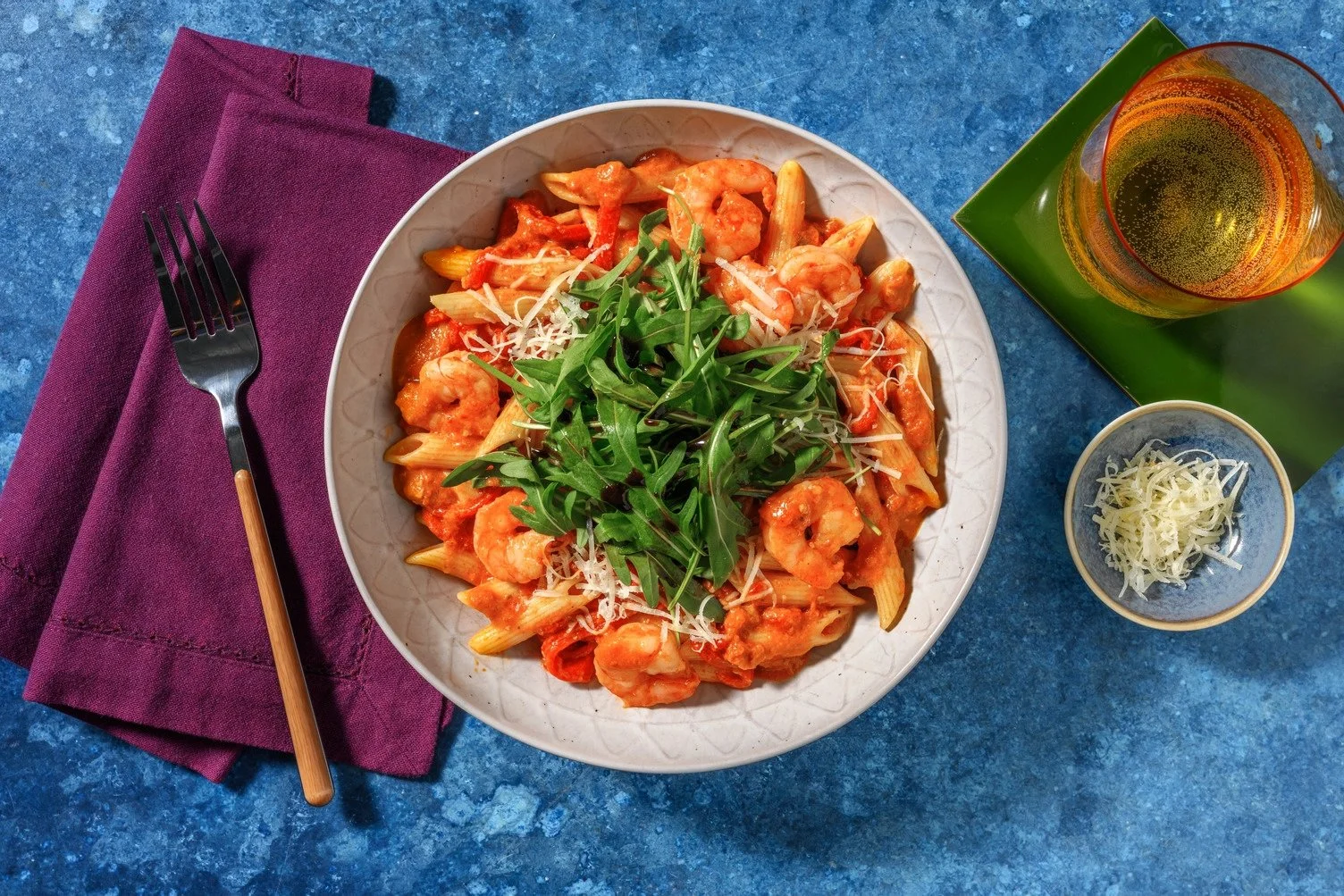 Penne Pasta with Shrimp and Red Pesto