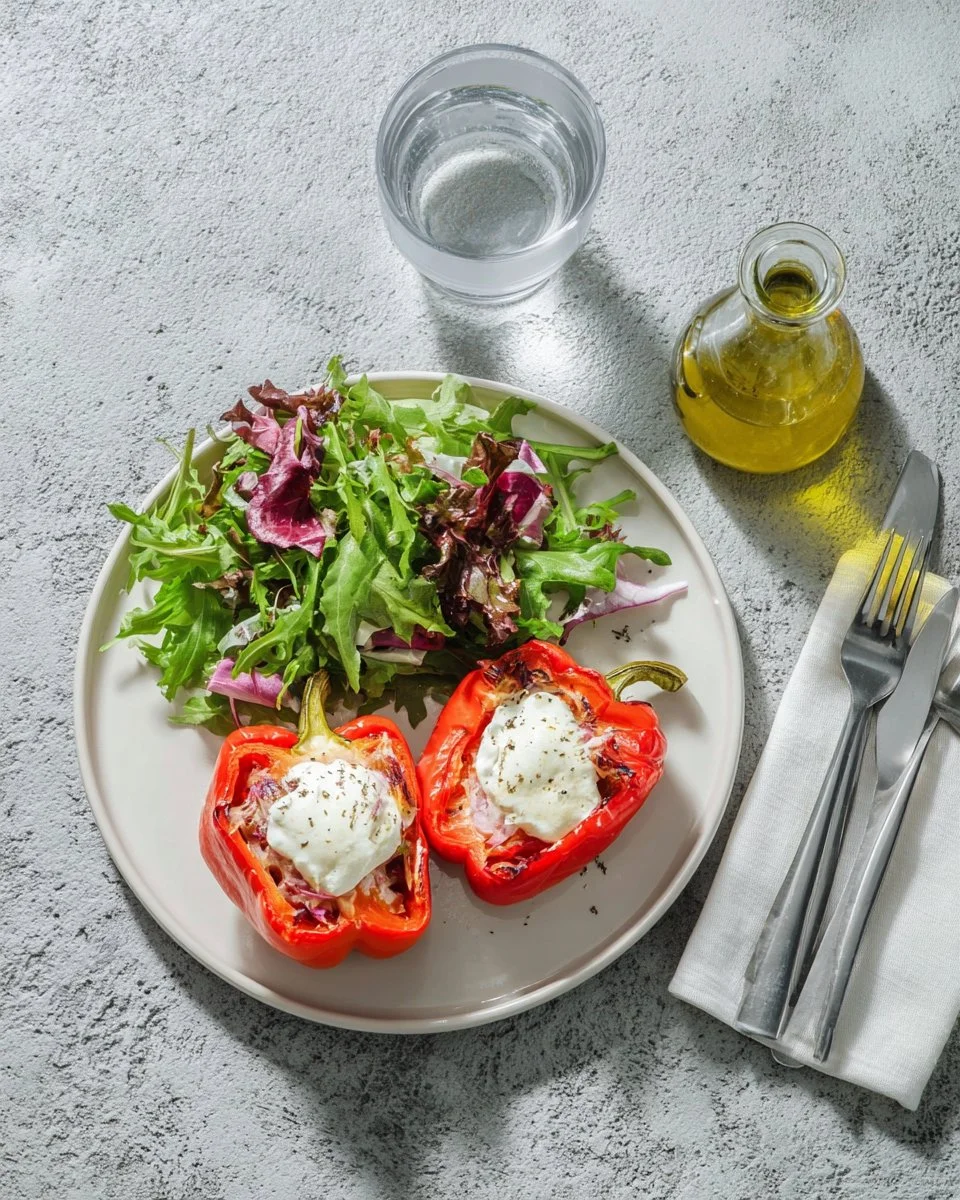 Poivrons farcis au chili sin carne et riz, un plat végétal savoureux