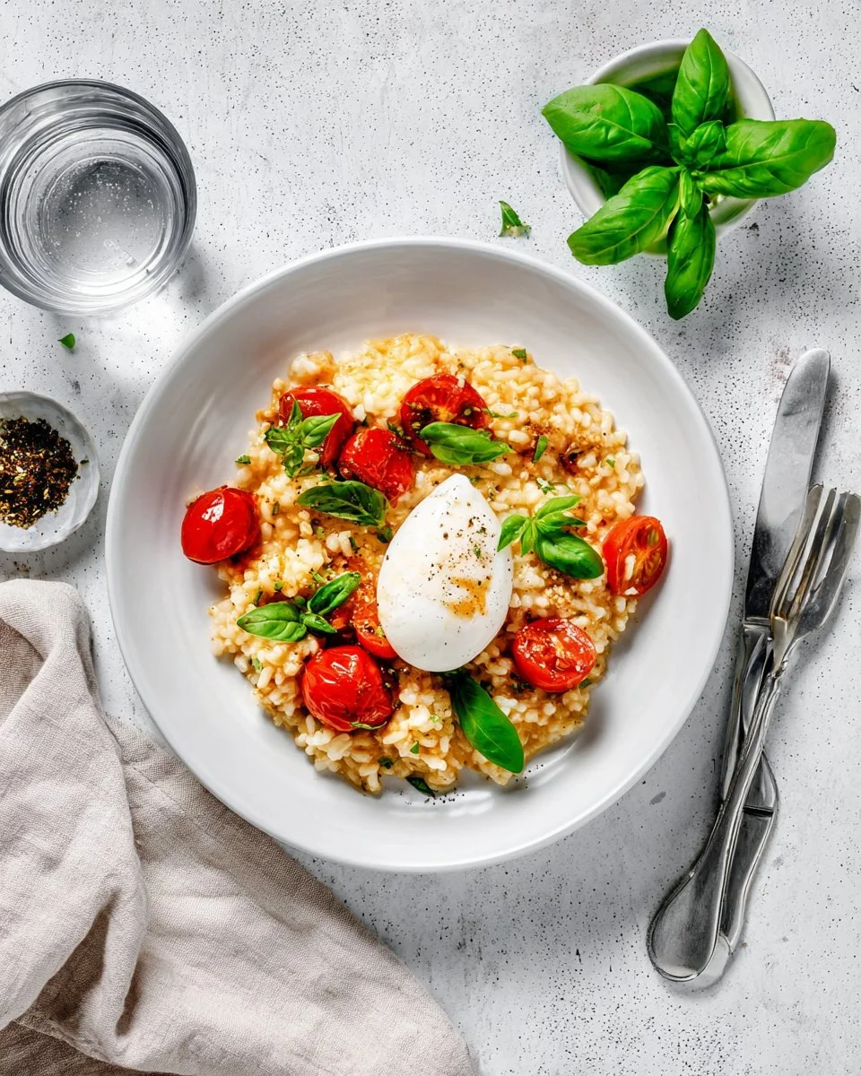 Colorful Risotto with AOP Parmesan inspired by Italian cuisine.