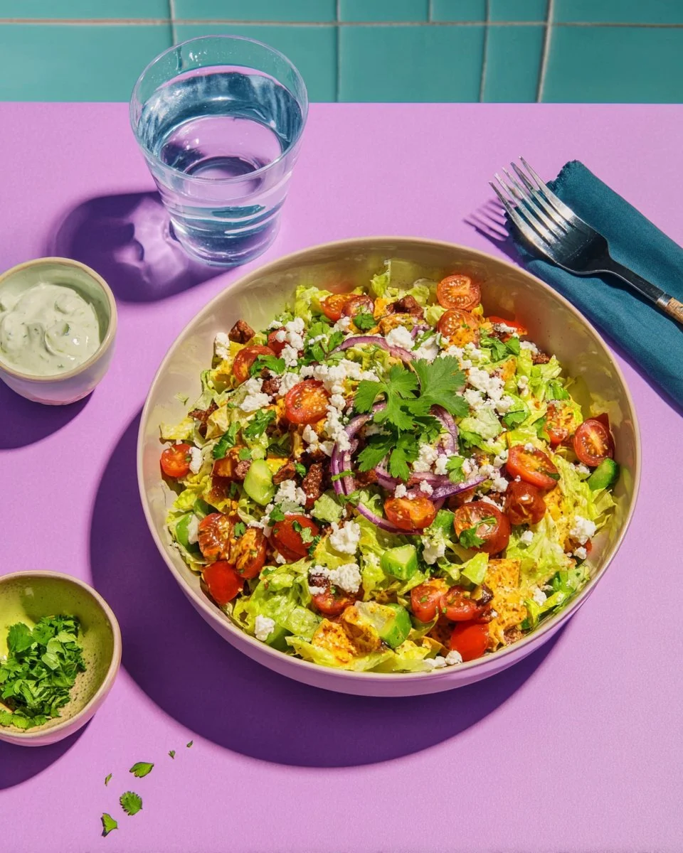Salade de haricots et chorizo mexicains avec avocat et fromage frais