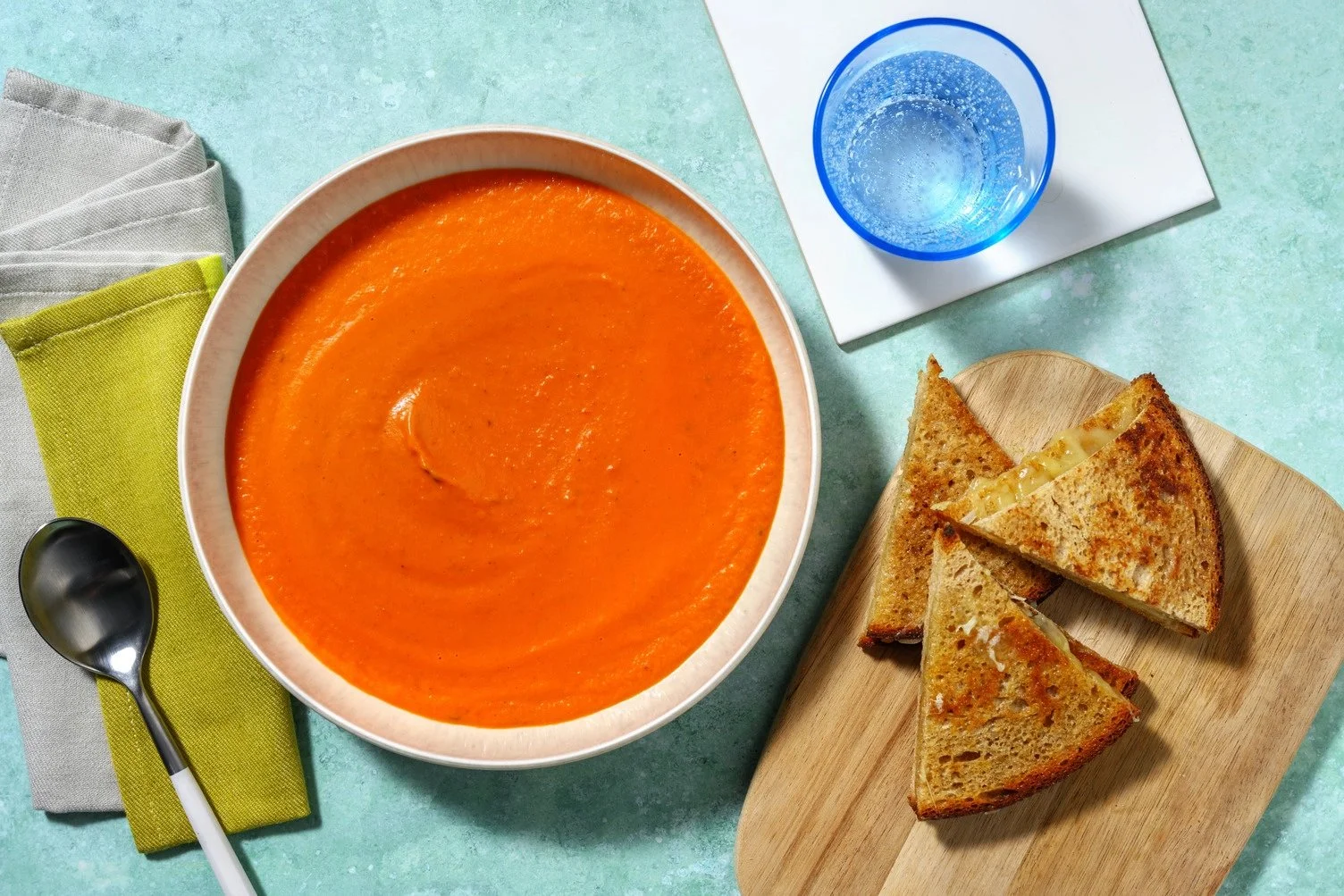 Tomato soup and grilled cheese sandwich