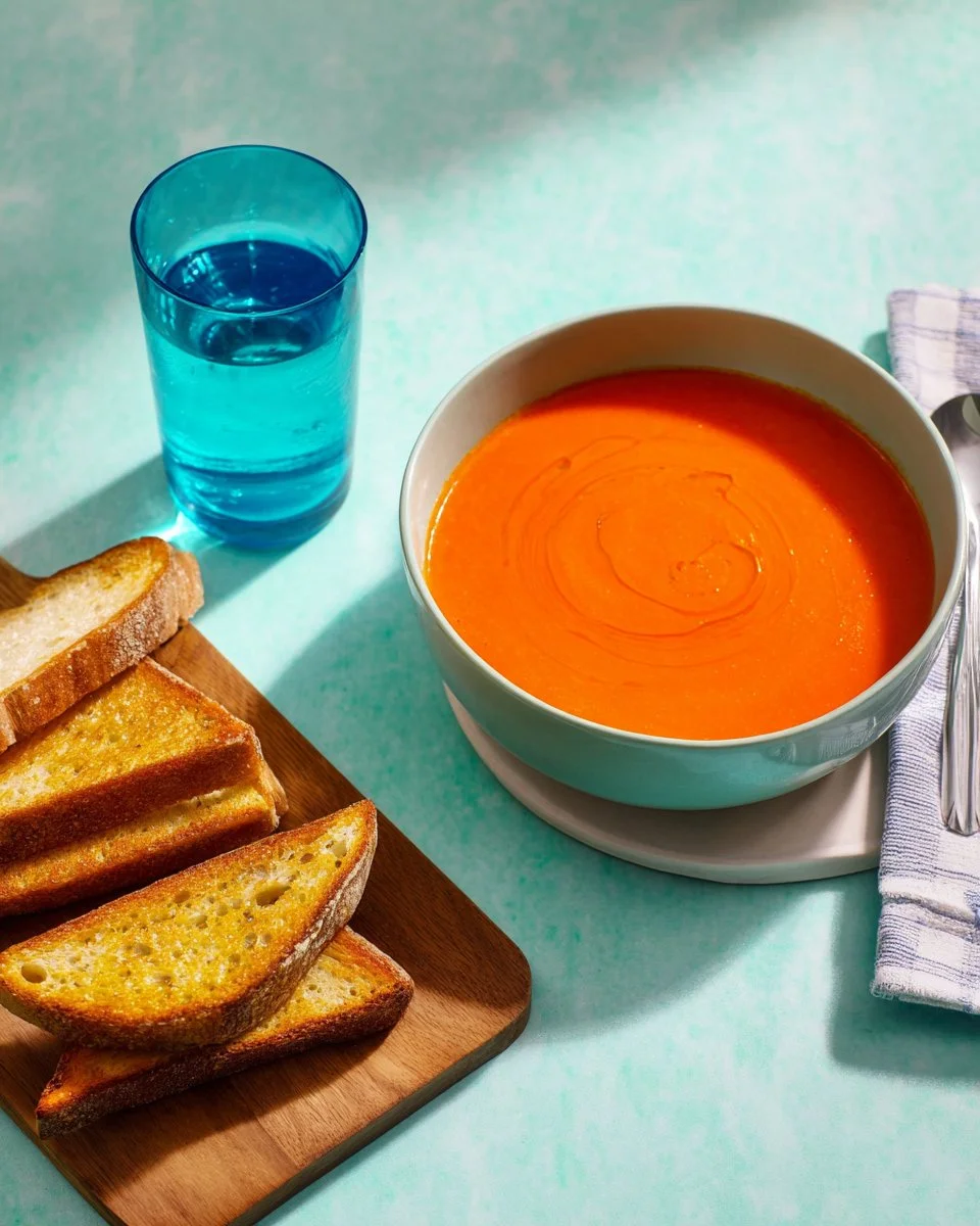 Tomato soup and grilled cheese sandwich
