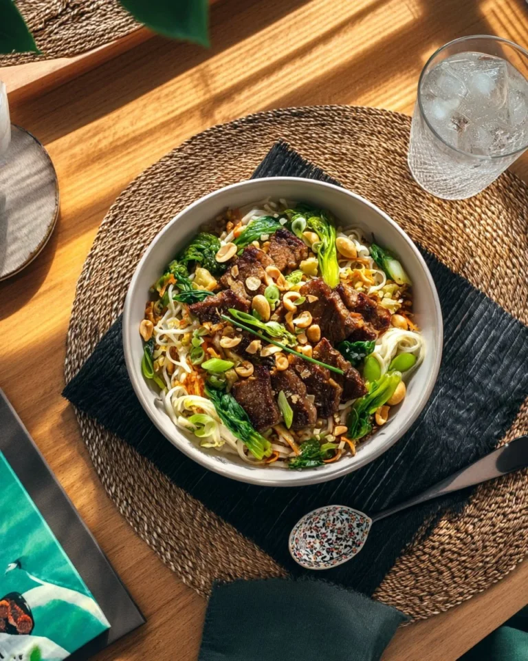 Wok de nouilles et bœuf inspiré de Dragon Warrior, plat savoureux