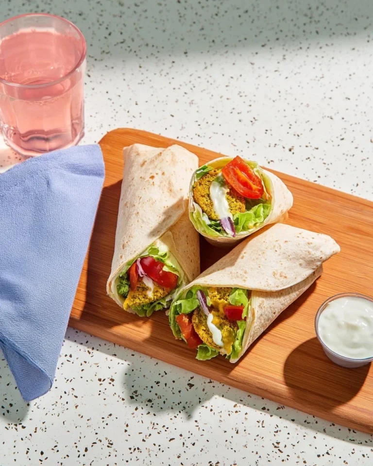 Wraps de falafel avec aïoli aux herbes plat savoureux et sain