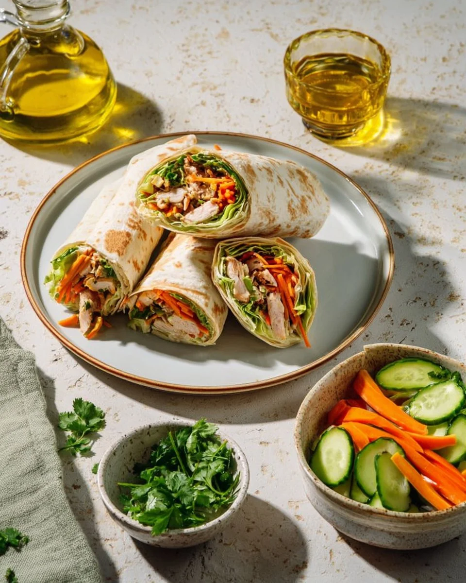 Wraps de poulet avec sauce satay maison