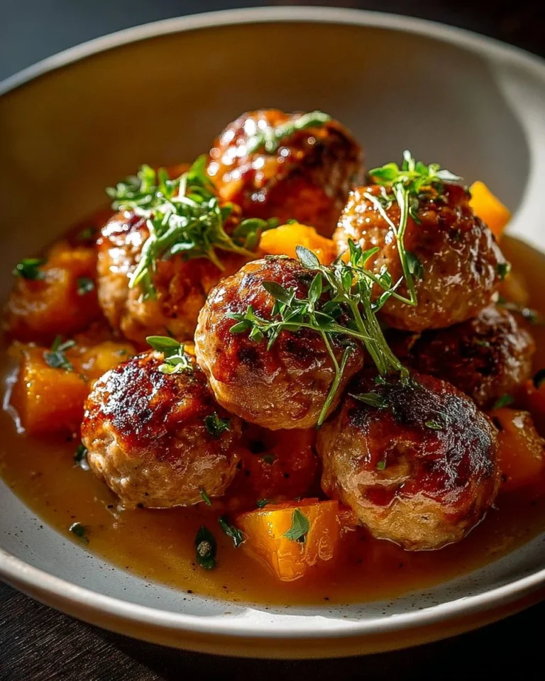 Boulettes de poulet crémeuses prêtes à être dégustées sur une assiette