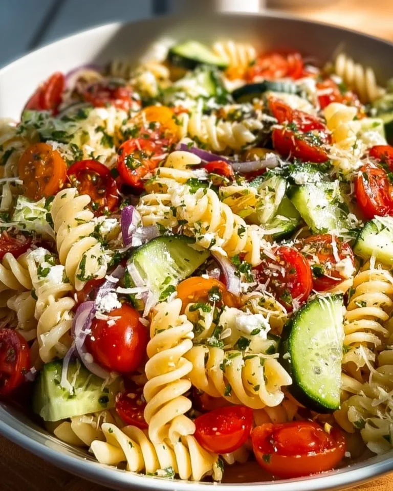 Recette de salade de pâtes d'été avec légumes colorés et vinaigrette légère