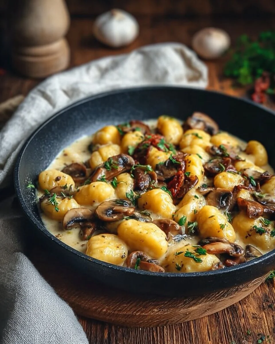 Gnocchis crème aux champignons savoureux et crémeux