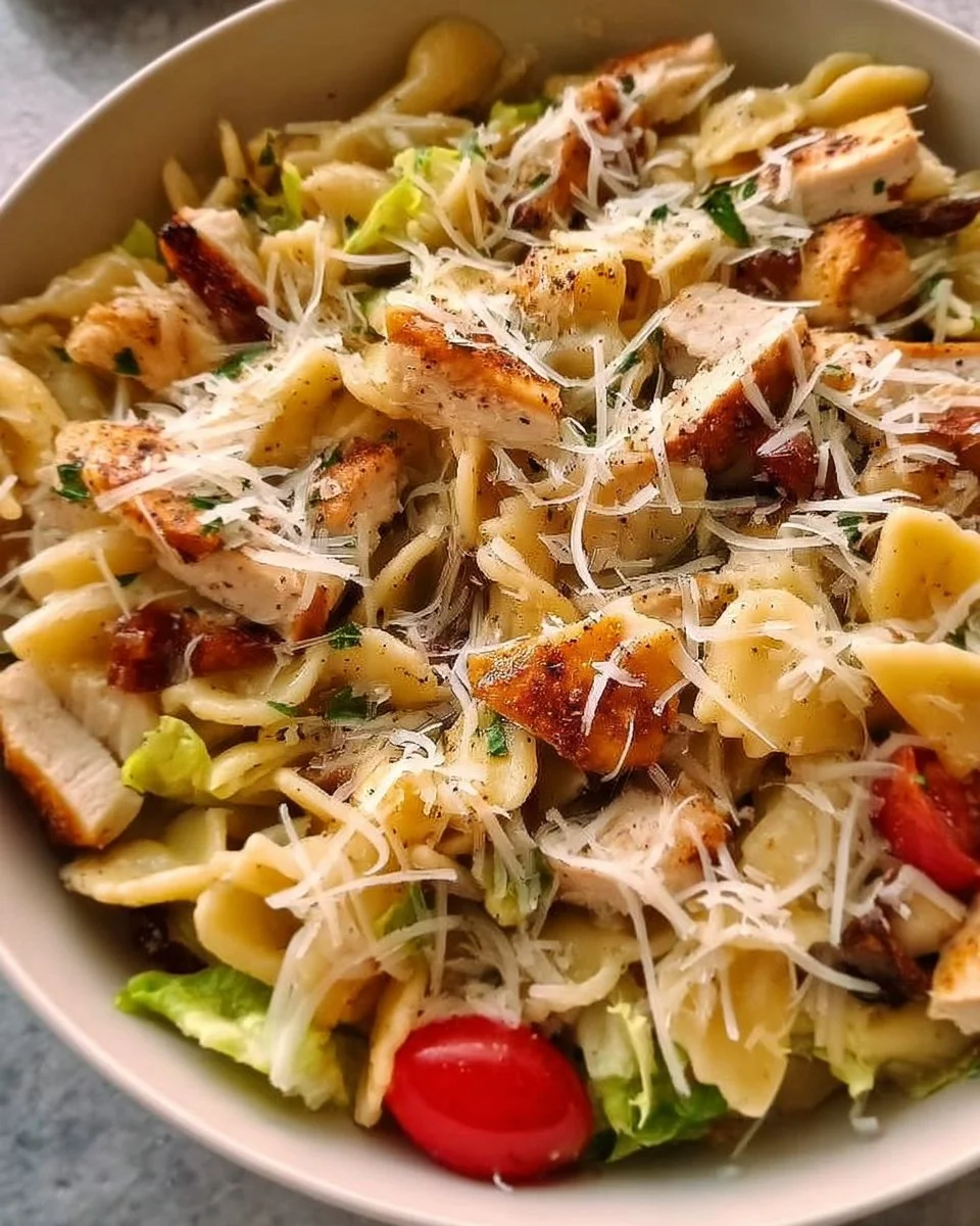Salade de pâtes au poulet et parmesan