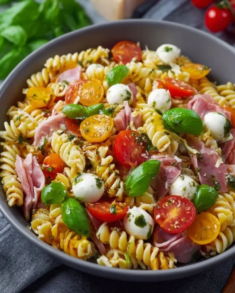 Salade de pâtes italienne avec légumes frais et vinaigrette savoureuse