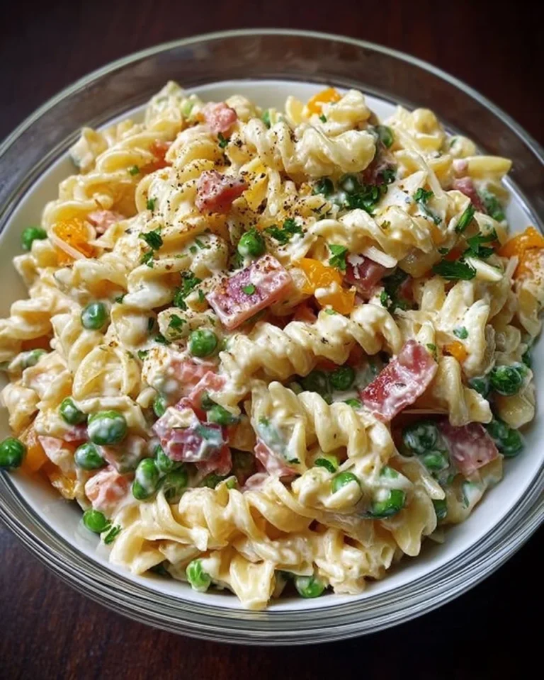 Salade de pâtes onctueuse et gourmande avec des légumes colorés
