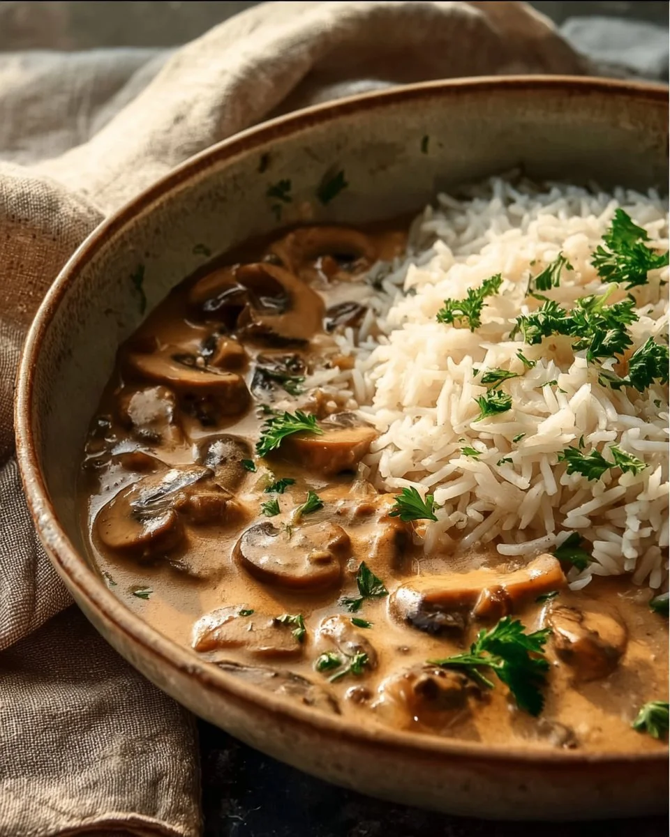 Stroganoff de Champignons & Riz Complet